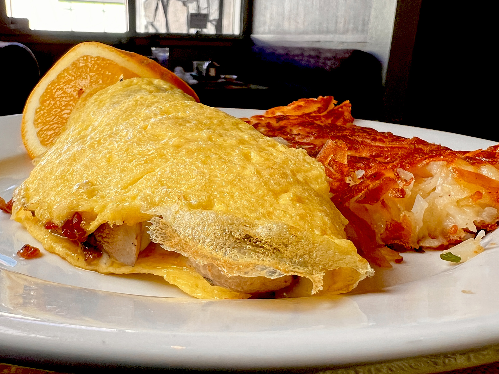 Vegetable Omeletts With Hashbrown Potatoes Closeup