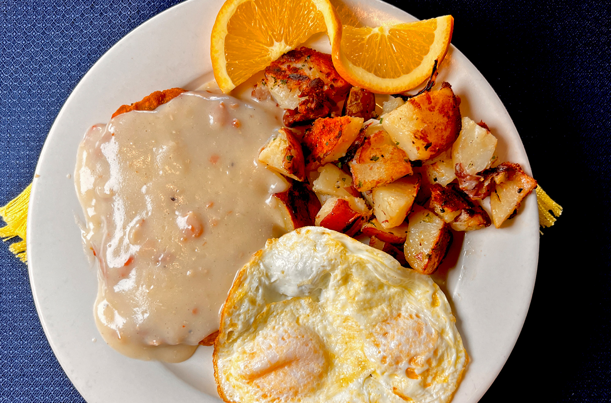 Roasted-Potatoes-Eggs-FriedPattyWithSauce-Closeup